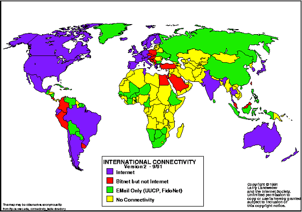 Larry Landweber's International Connectivity map 1991