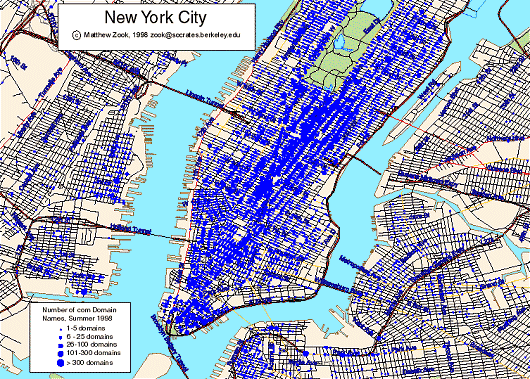Map of .com names in New York