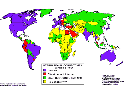 Larry Landweber's International Connectivity map 1991