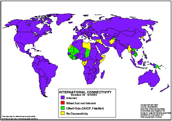 Larry Landweber's International Connectivity map 1997
