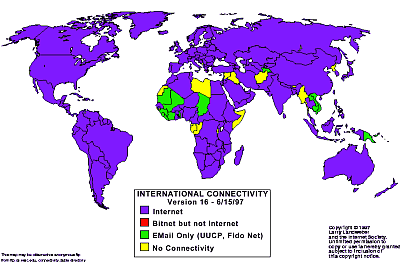 Larry Landweber's International Connectivity map 1997